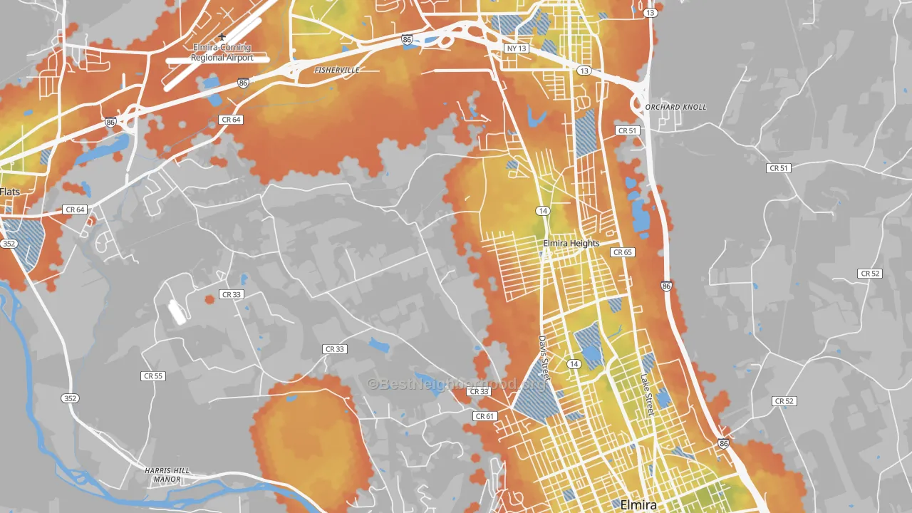Bike Grade map of 14903, NY