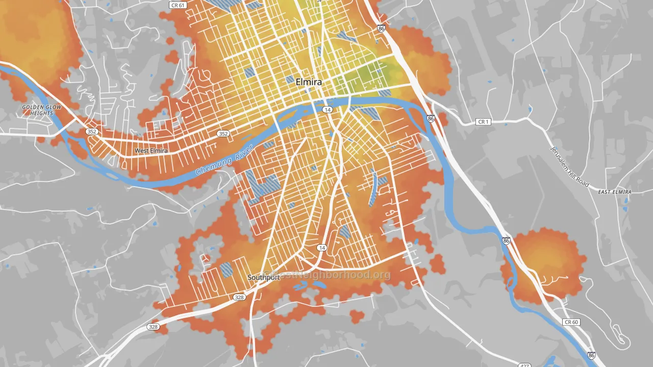 Bike Grade map of 14904, NY