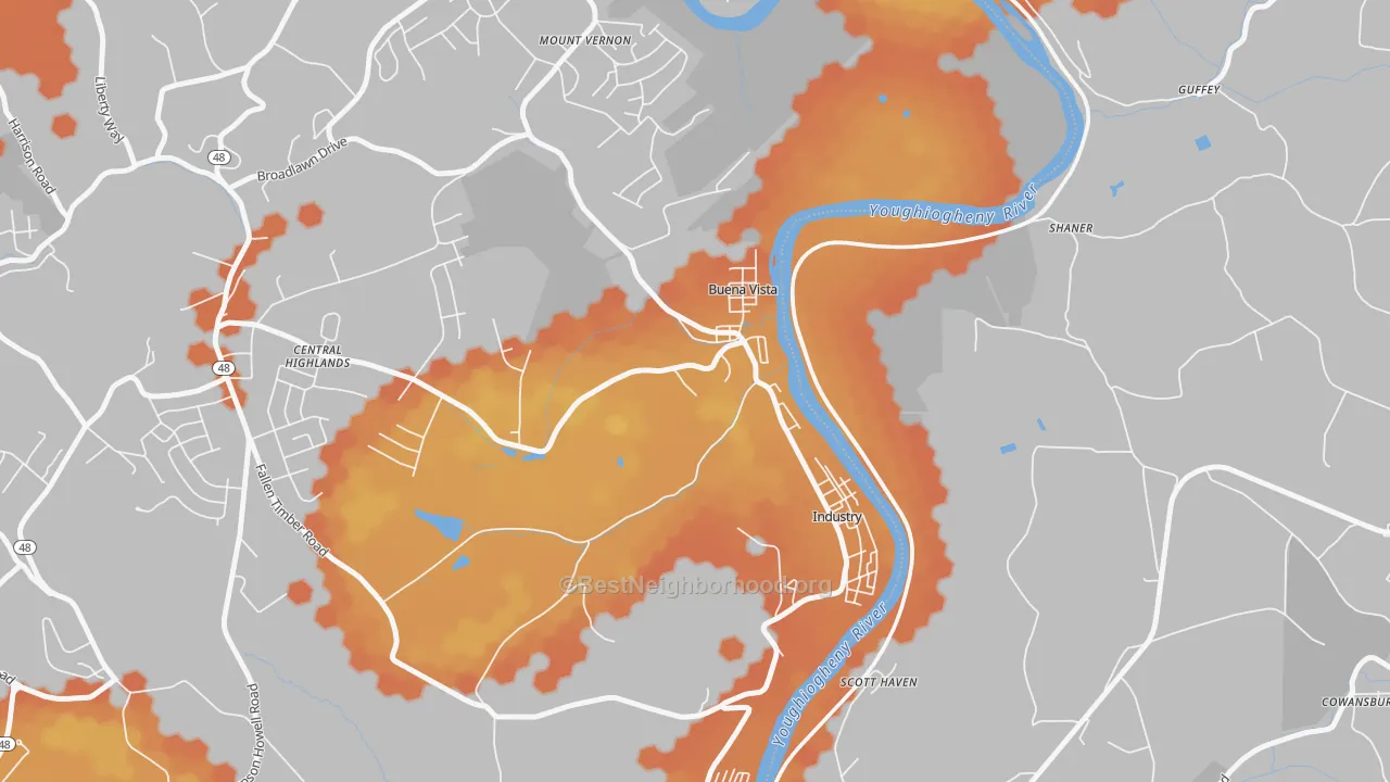 Bike Grade map of 15018, PA