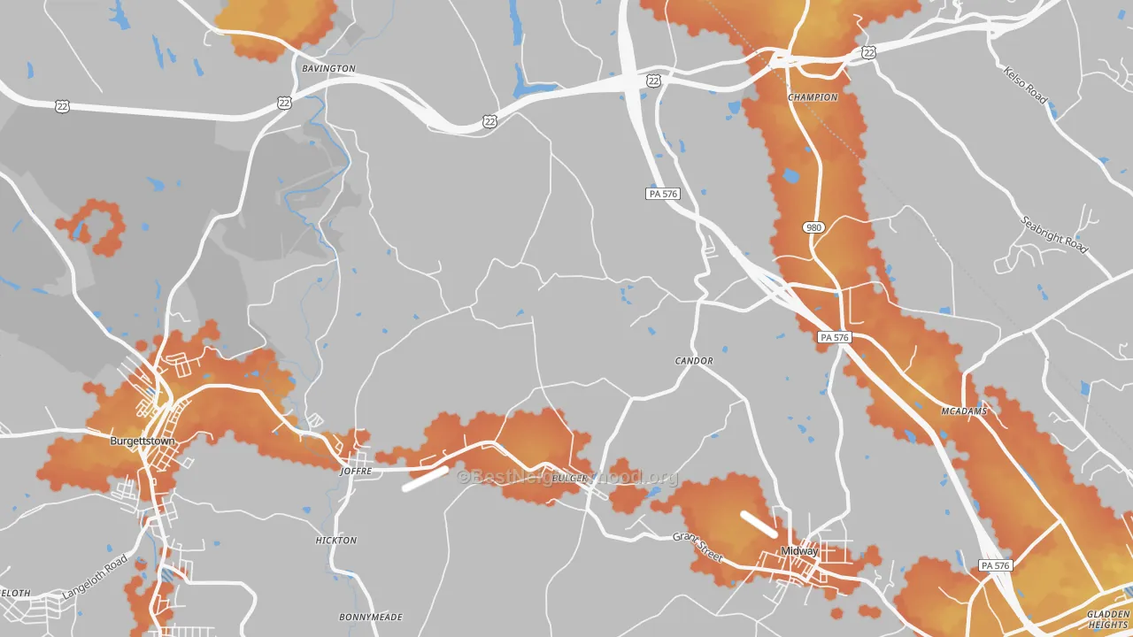 Bike Grade map of 15019, PA