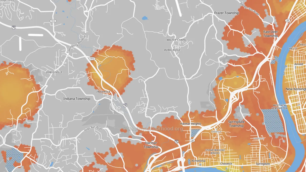 Bike Grade map of 15024, PA