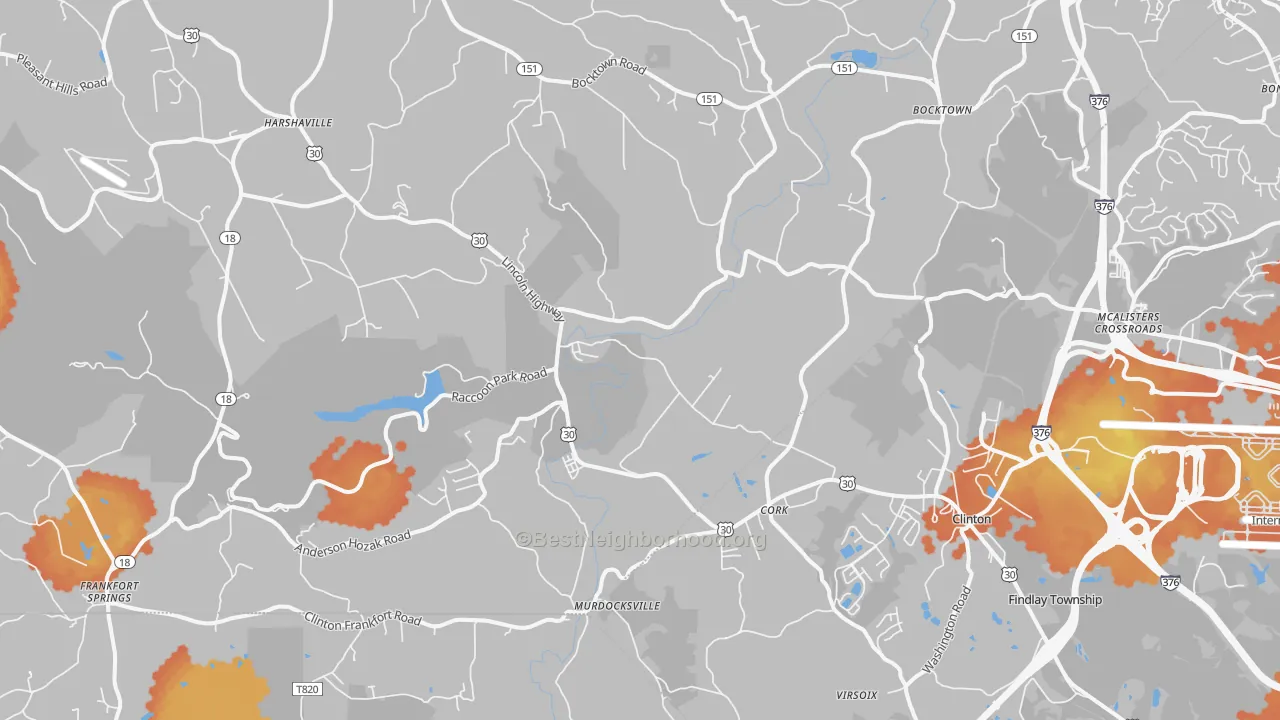 Bike Grade map of 15026, PA