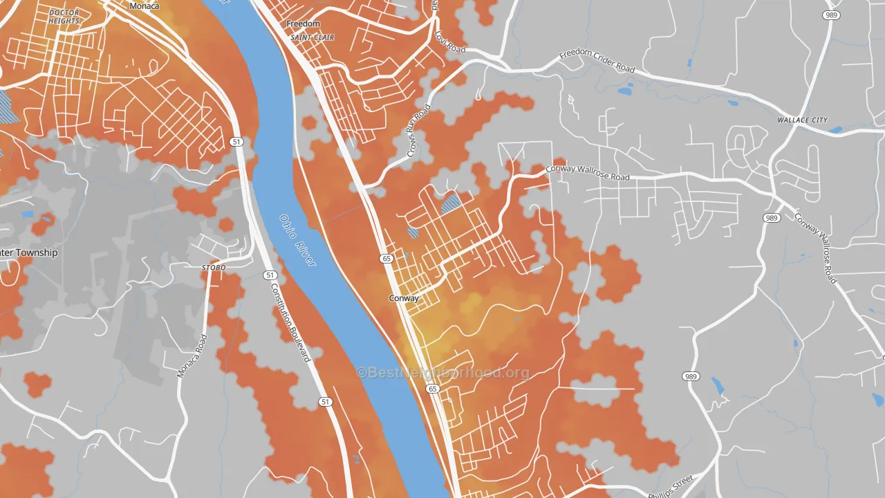 Bike Grade map of 15027, PA