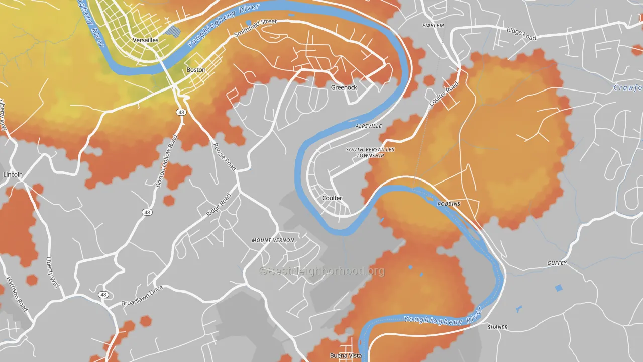 Bike Grade map of 15028, PA