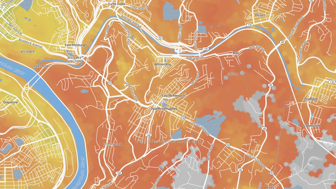 Bike Grade map of 15035, PA