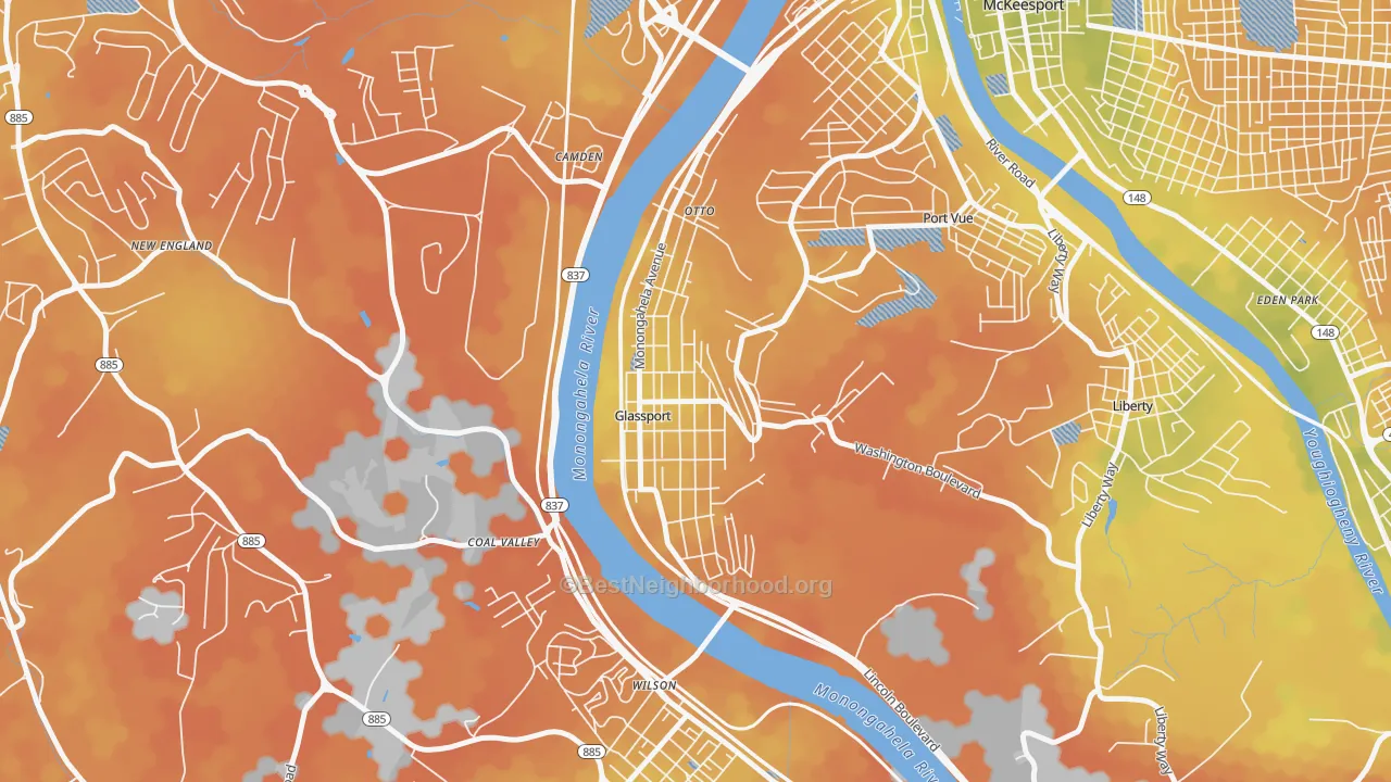 Bike Grade map of 15045, PA