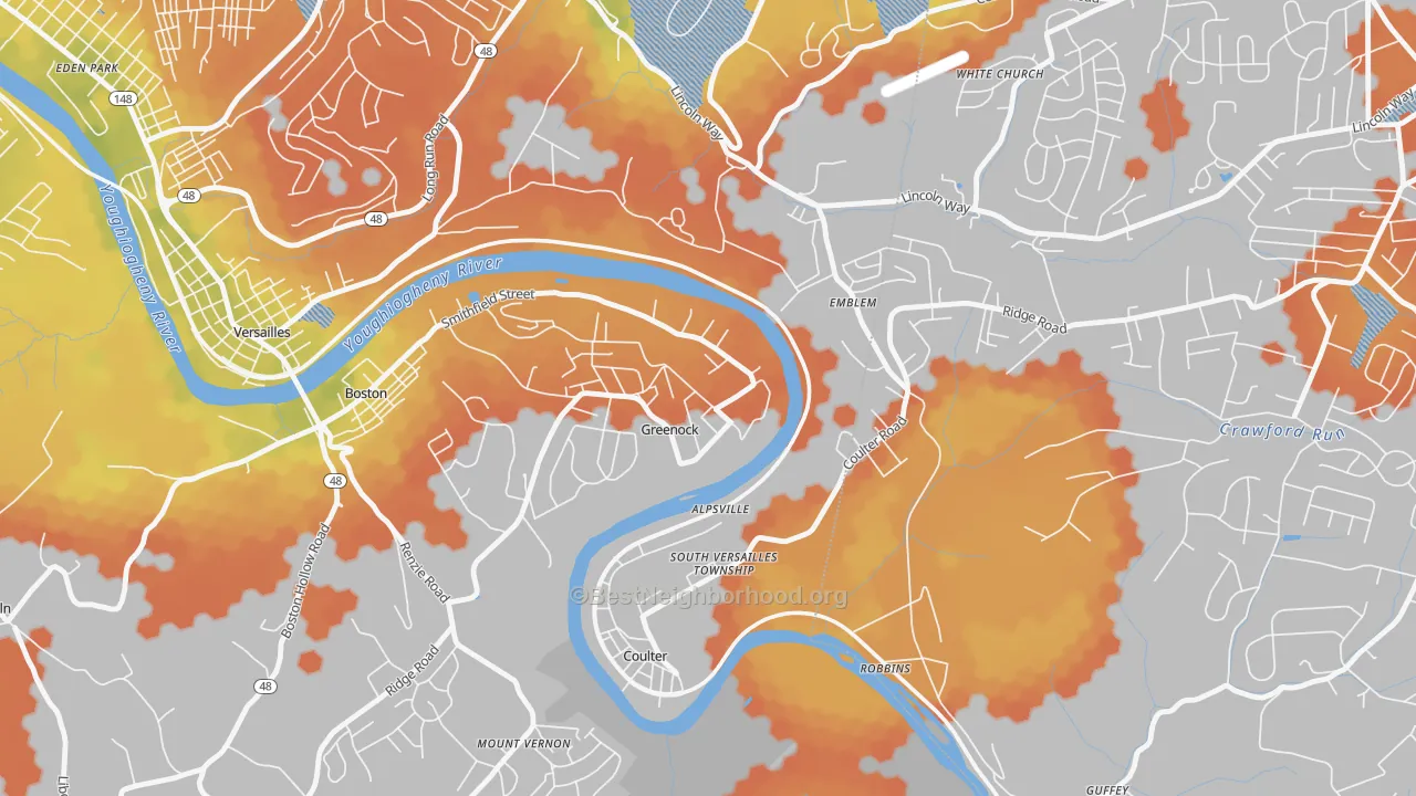Bike Grade map of 15047, PA