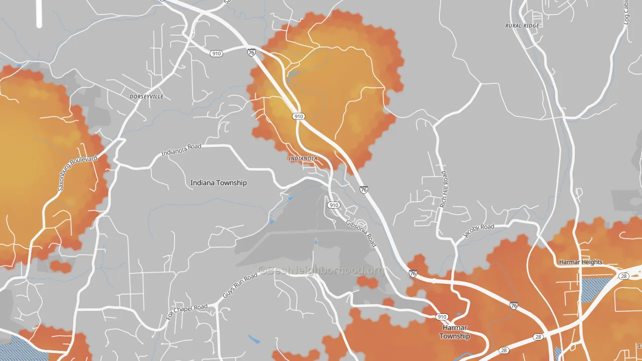 Bike Grade map of 15051, PA