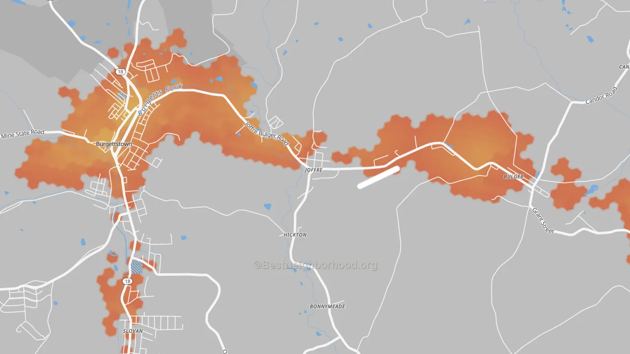 Bike Grade map of 15053, PA