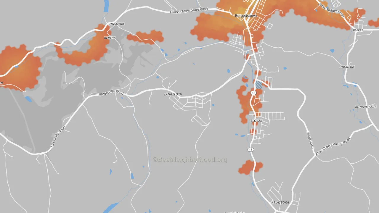 Bike Grade map of 15054, PA