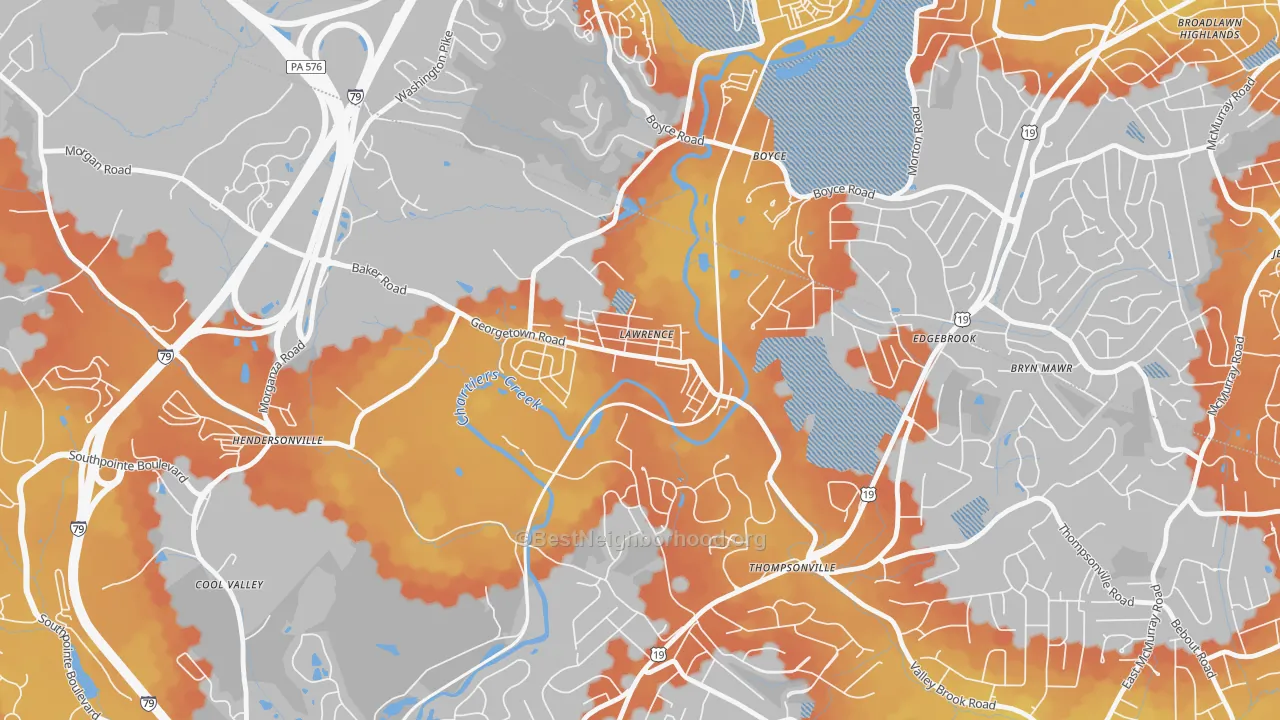 Bike Grade map of 15055, PA