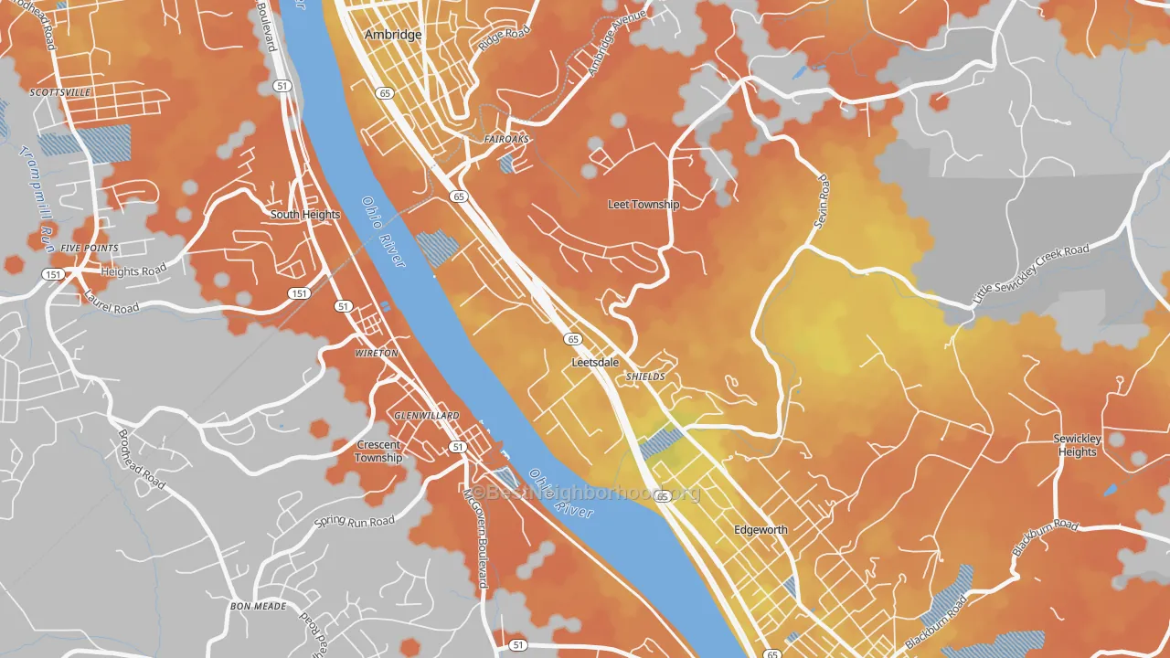 Bike Grade map of 15056, PA