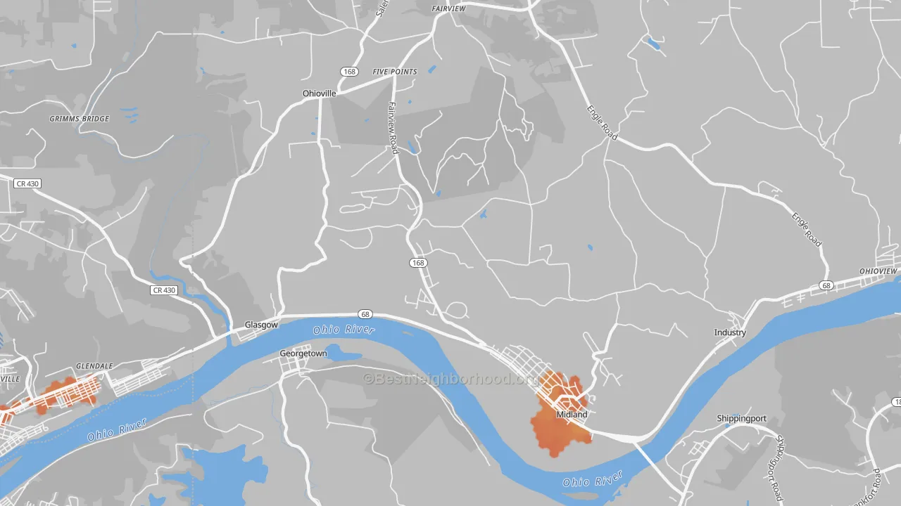 Bike Grade map of 15059, PA