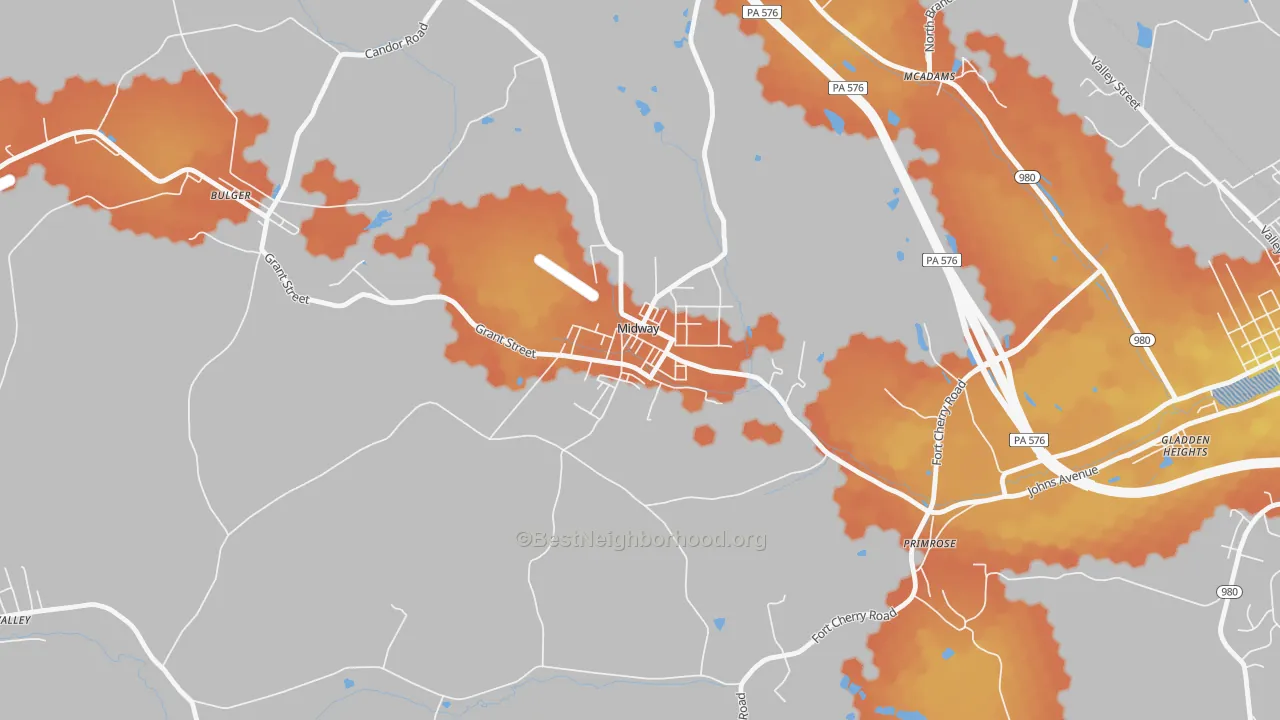 Bike Grade map of 15060, PA