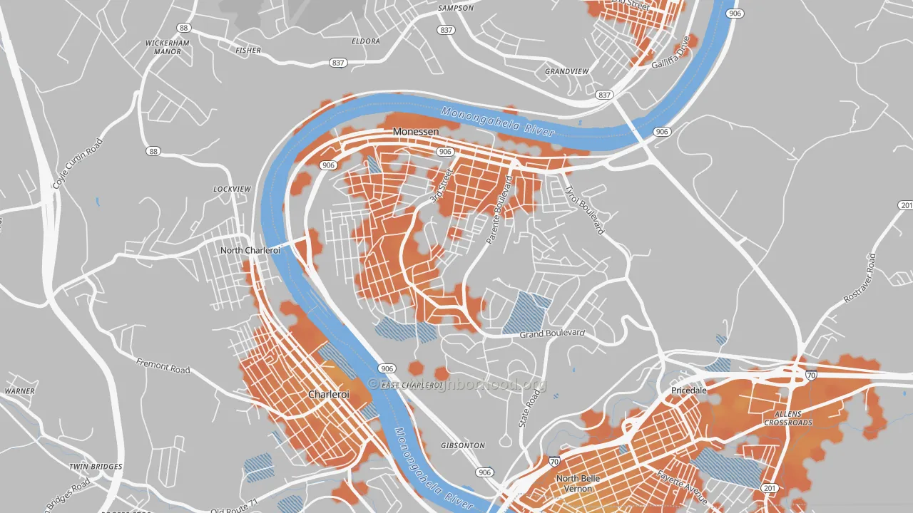 Bike Grade map of 15062, PA