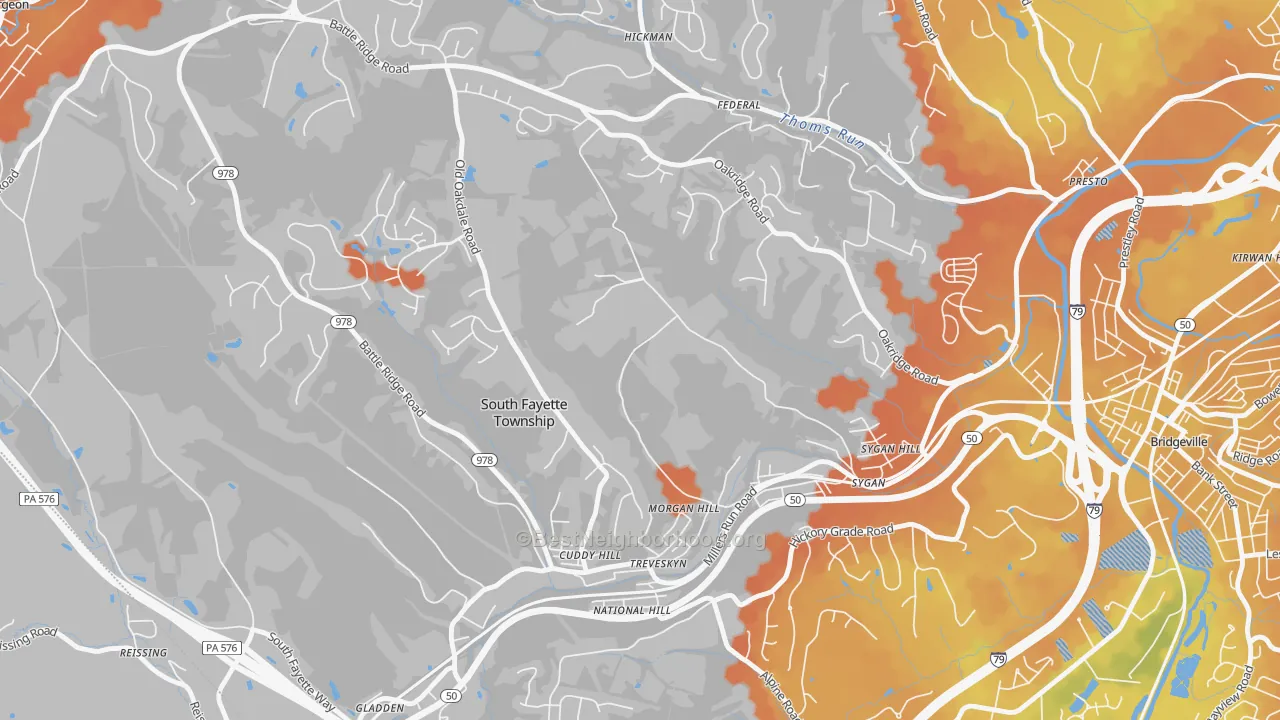 Bike Grade map of 15064, PA