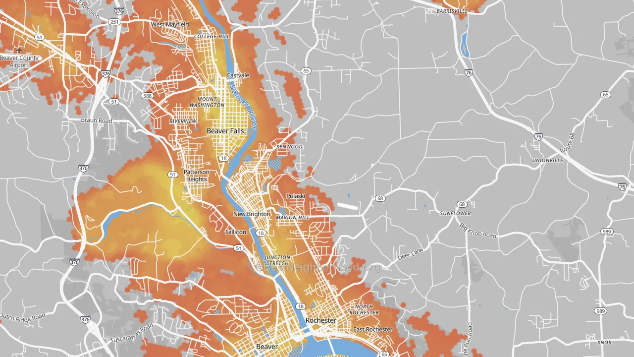 Bike Grade map of 15066, PA