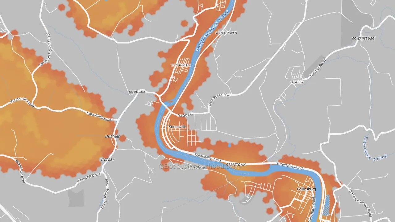 Bike Grade map of 15083, PA