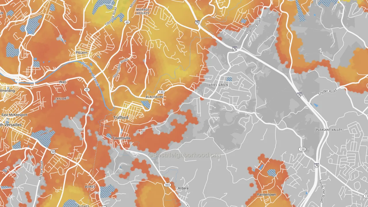 Bike Grade map of 15085, PA