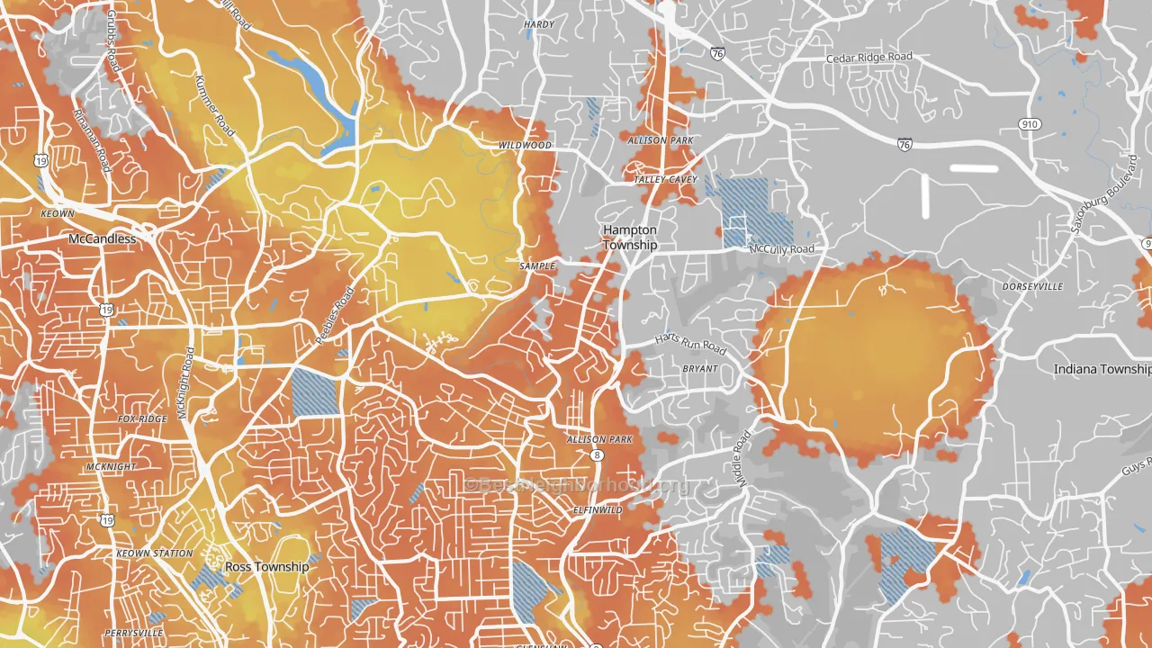 Bike Grade map of 15101, PA