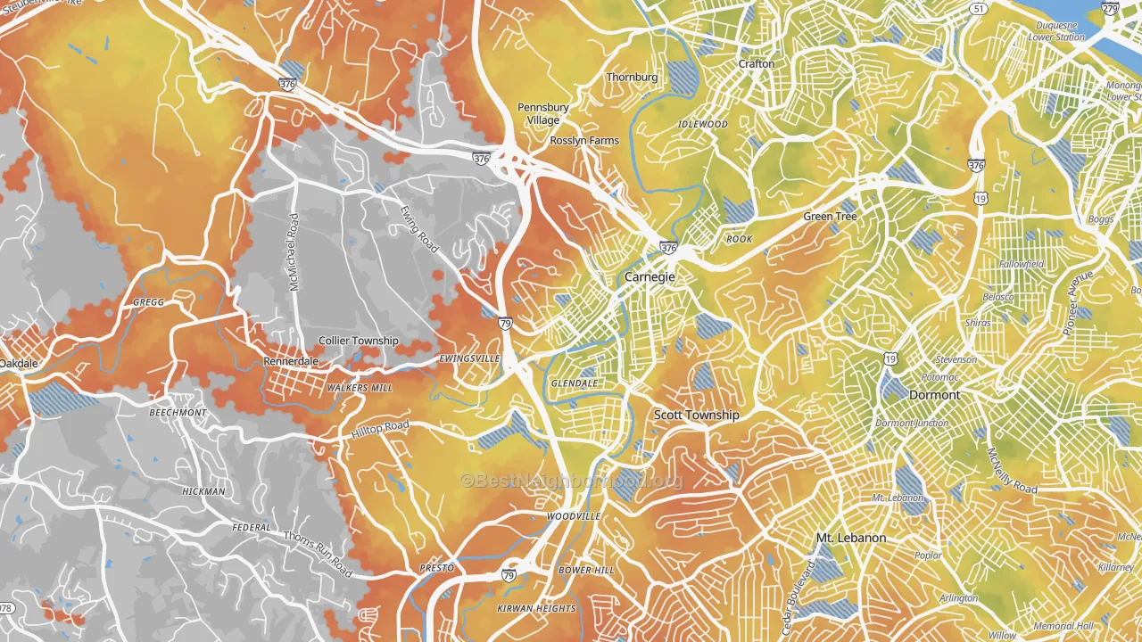 Bike Grade map of 15106, PA