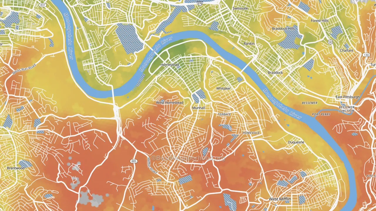 Bike Grade map of 15120, PA