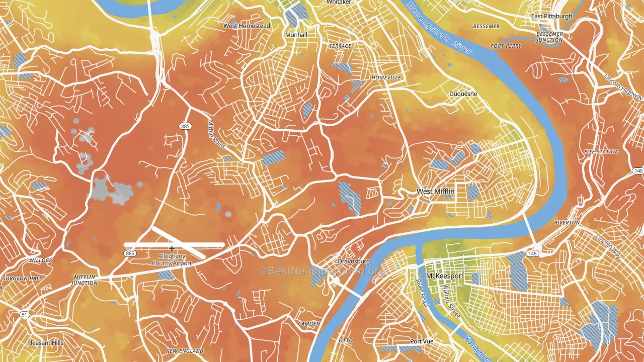 Bike Grade map of 15122, PA