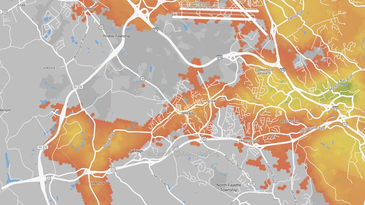 Bike Grade map of 15126, PA