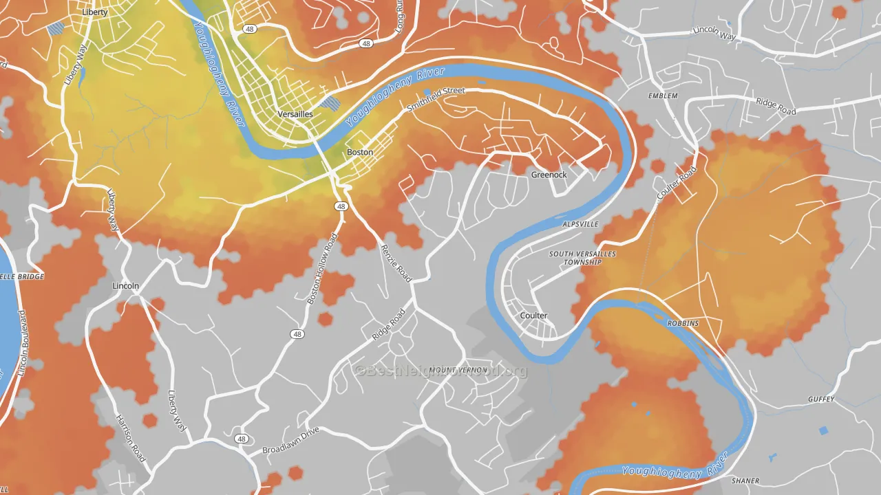 Bike Grade map of 15135, PA