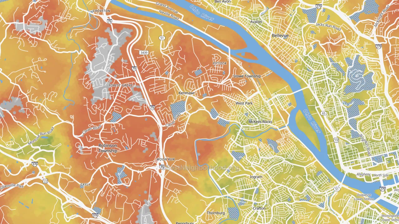 Bike Grade map of 15136, PA