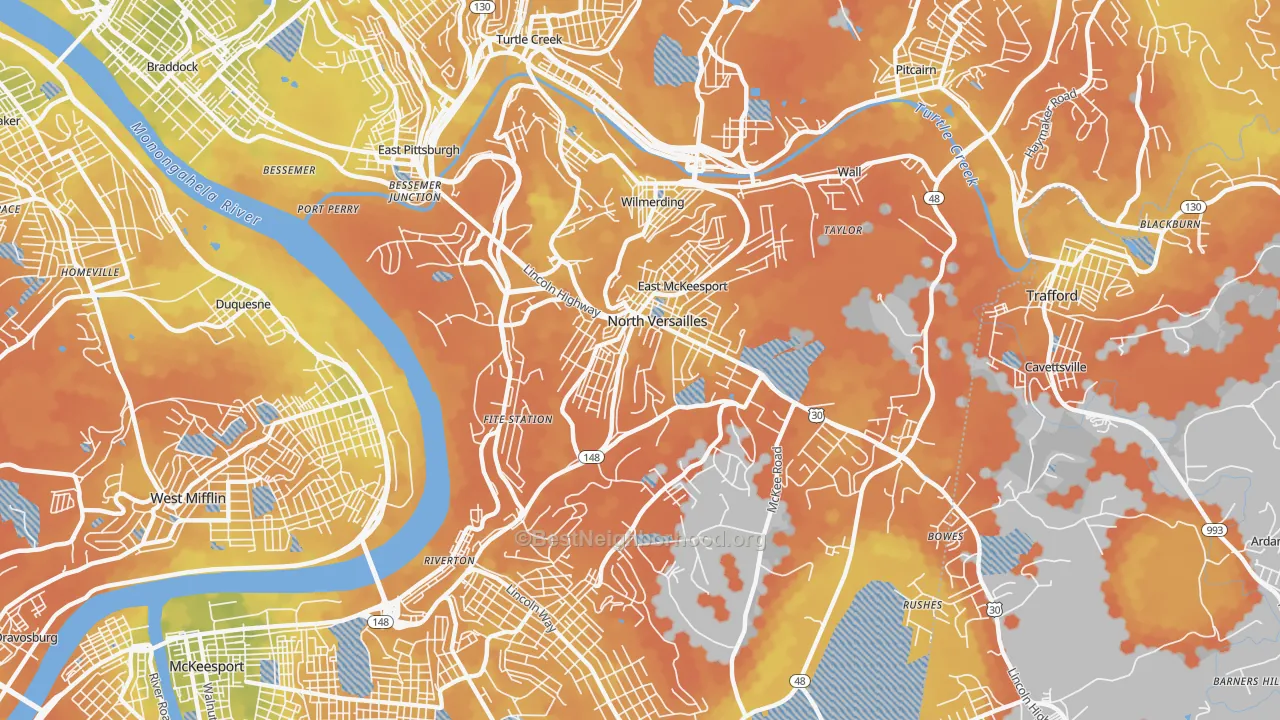 Bike Grade map of 15137, PA