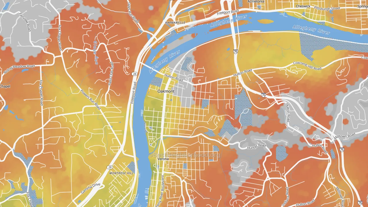 Bike Grade map of 15139, PA