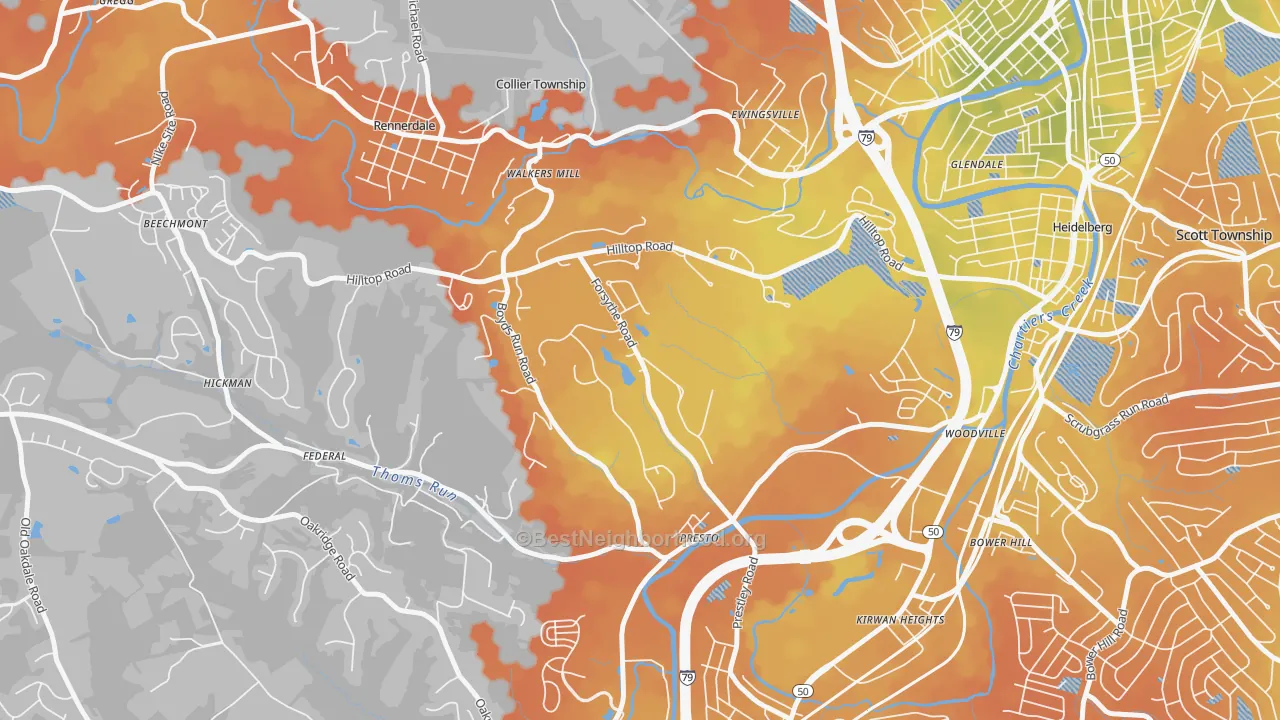 Bike Grade map of 15142, PA