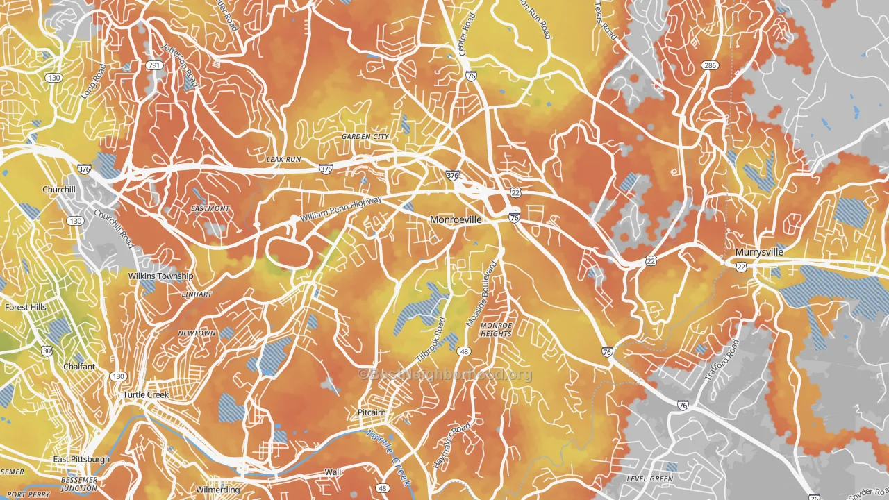 Bike Grade map of 15146, PA