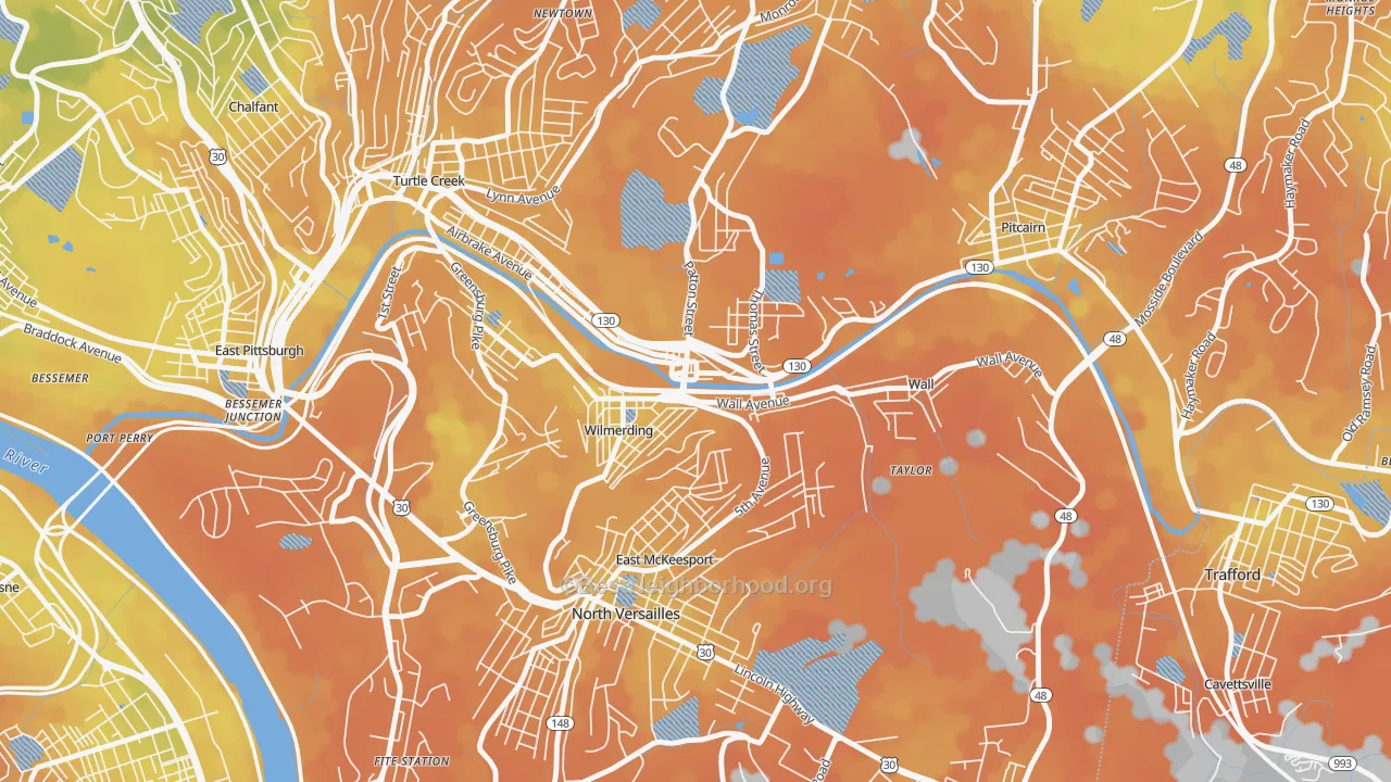 Bike Grade map of 15148, PA