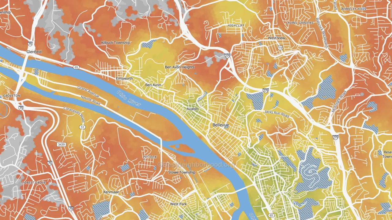 Bike Grade map of 15202, PA