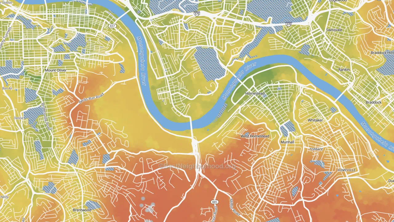 Bike Grade map of 15207, PA