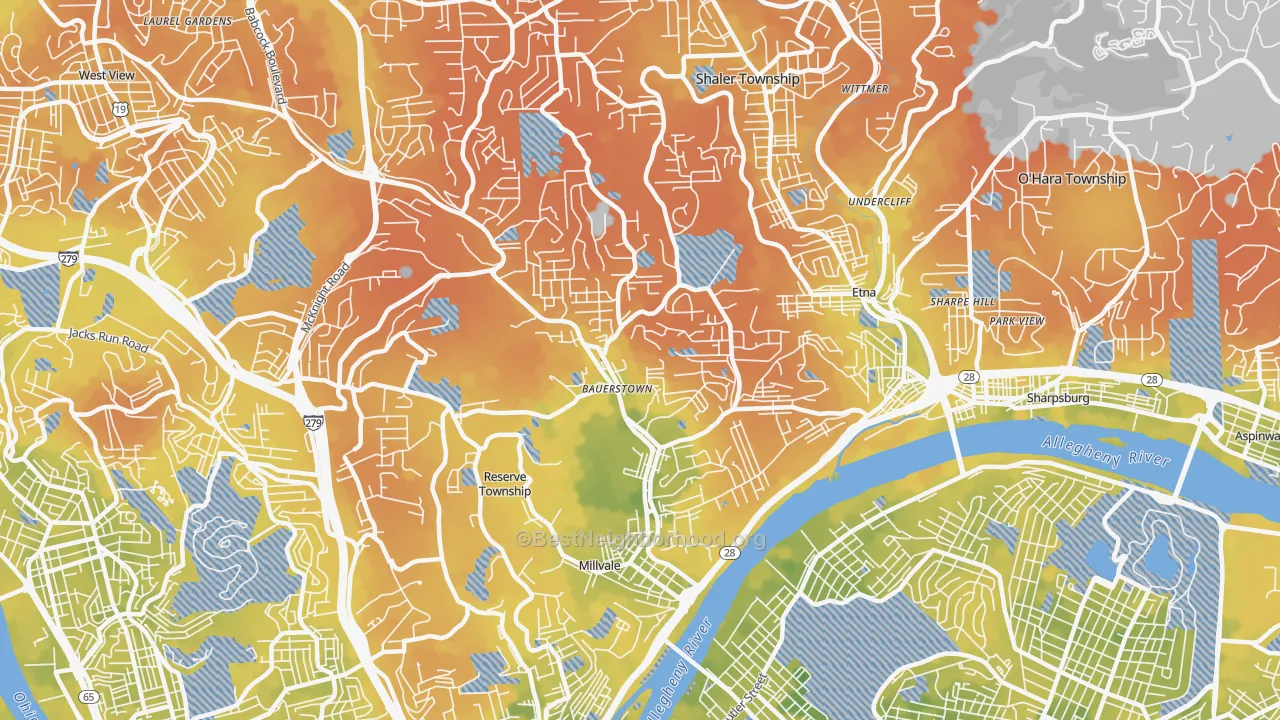Bike Grade map of 15209, PA