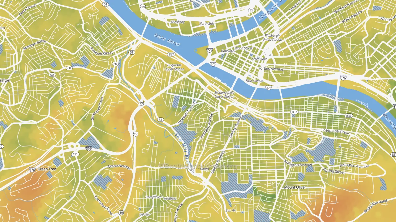 Bike Grade map of 15211, PA