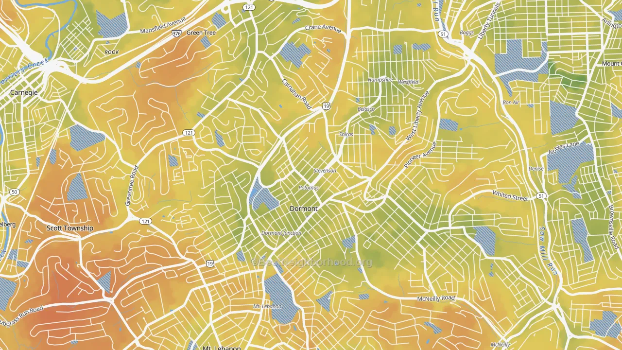 Bike Grade map of 15216, PA