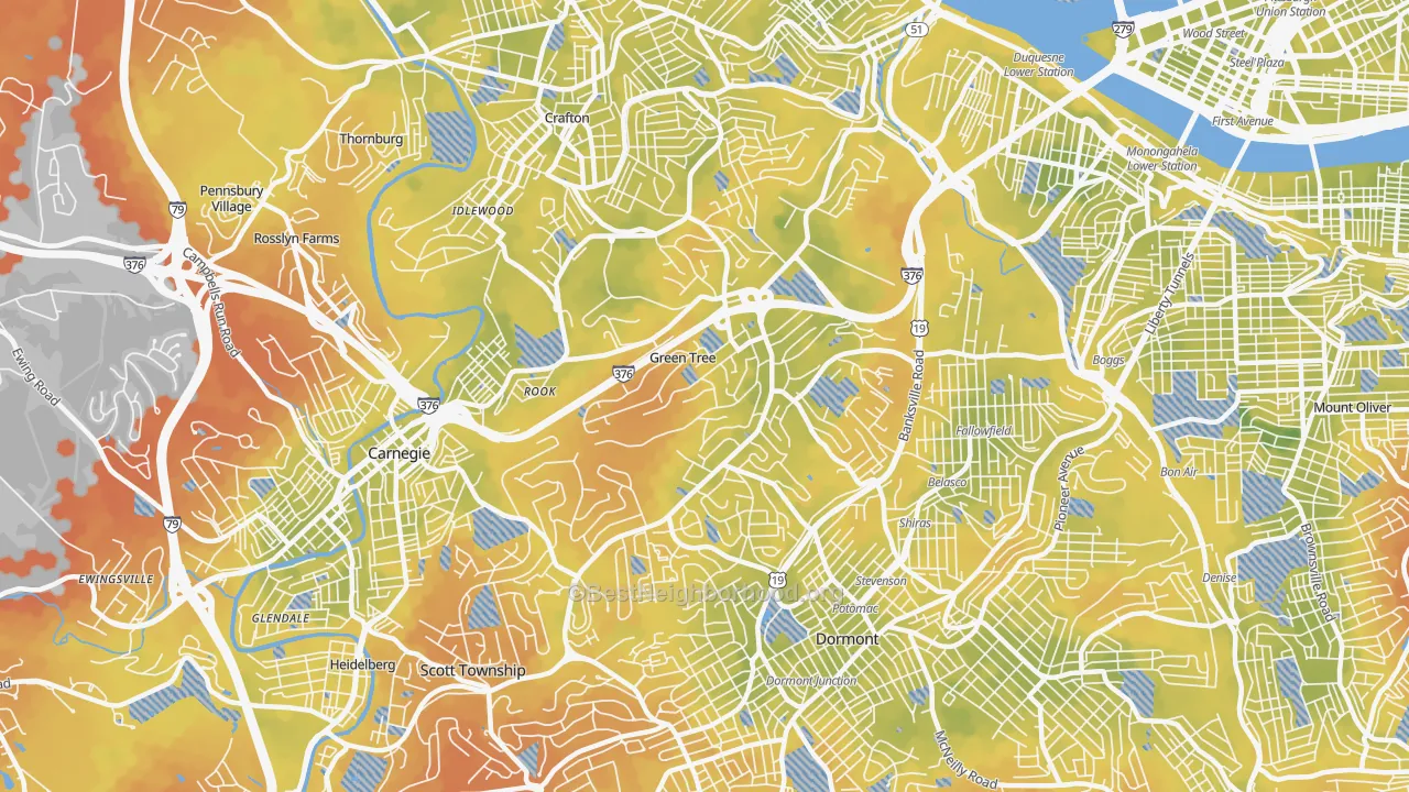 Bike Grade map of 15220, PA