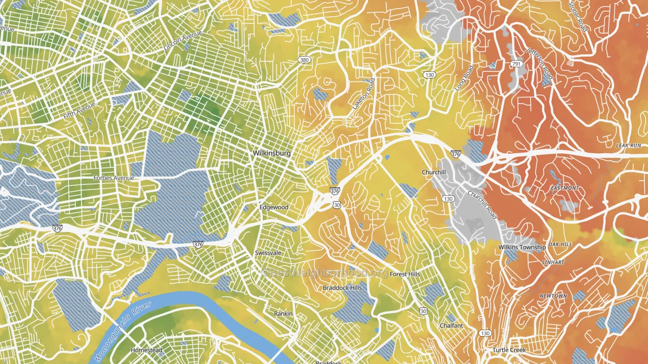 Bike Grade map of 15221, PA