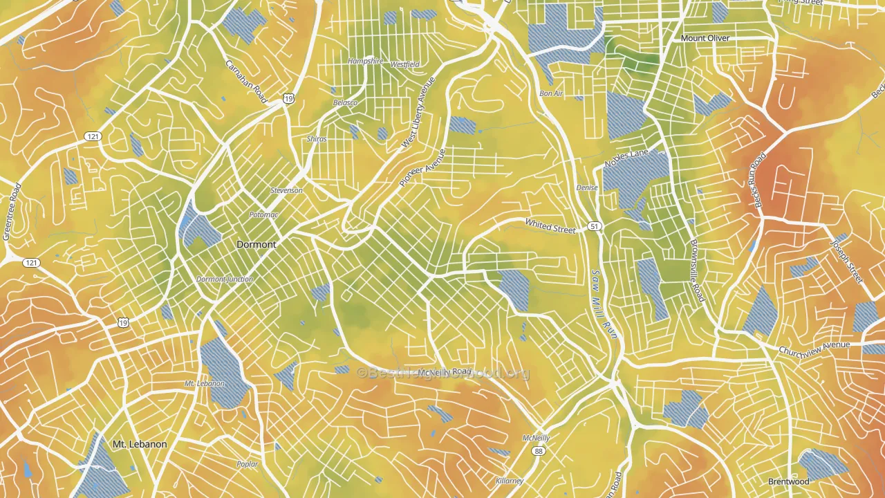 Bike Grade map of 15226, PA