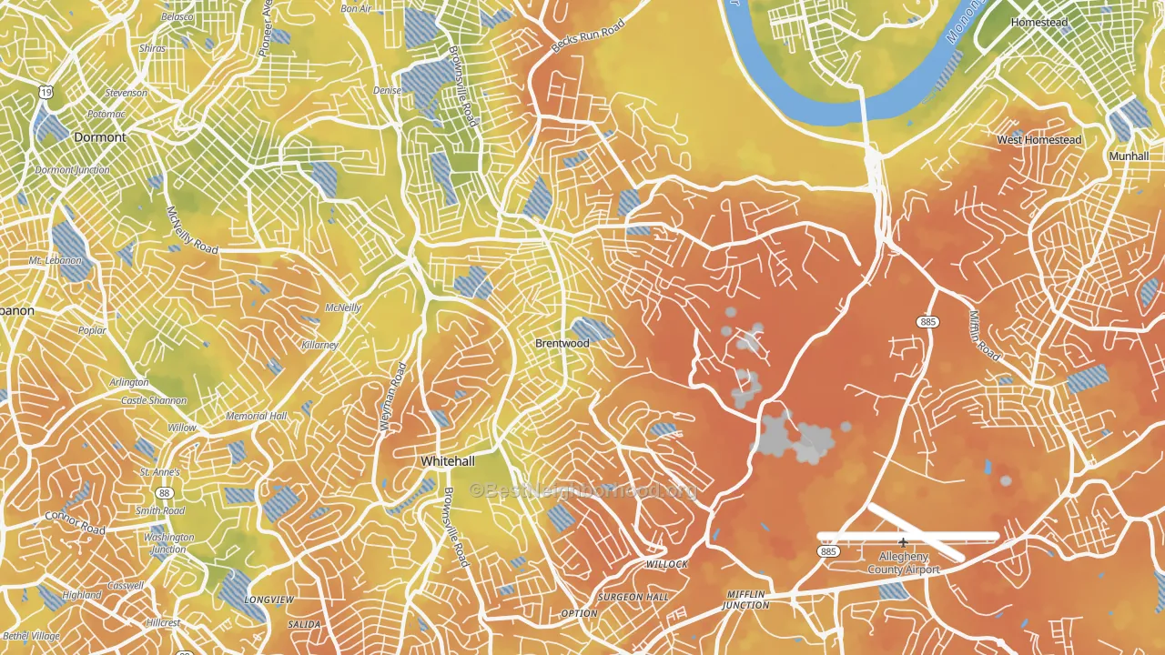 Bike Grade map of 15227, PA