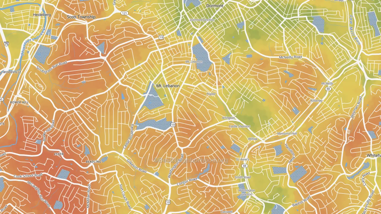 Bike Grade map of 15228, PA