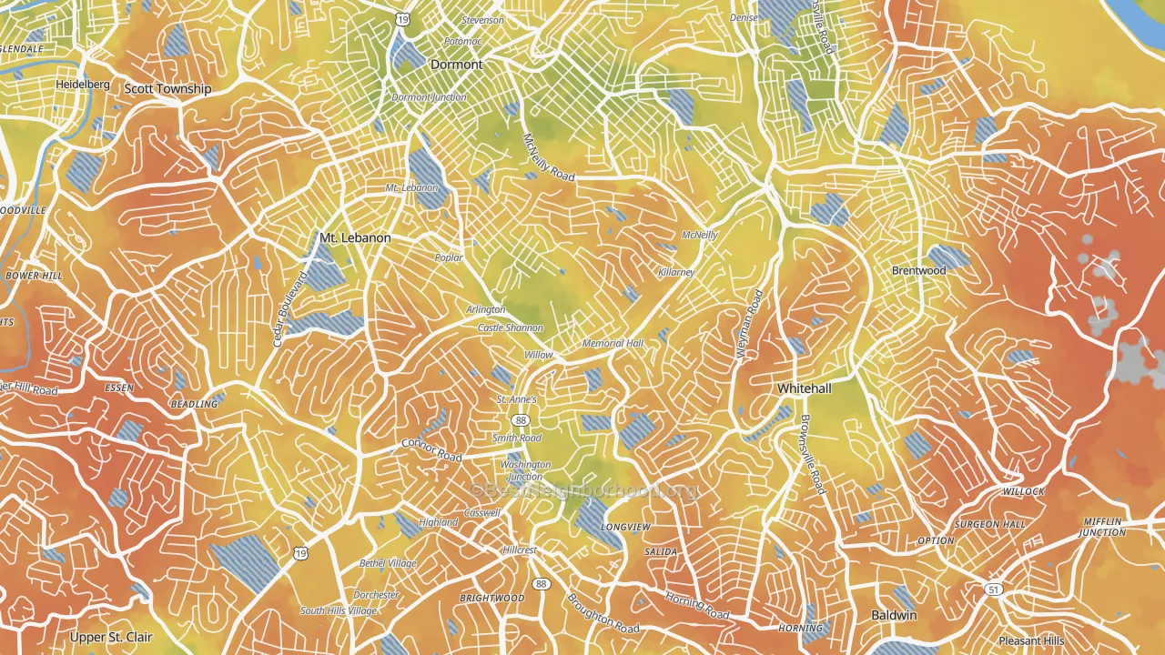 Bike Grade map of 15234, PA