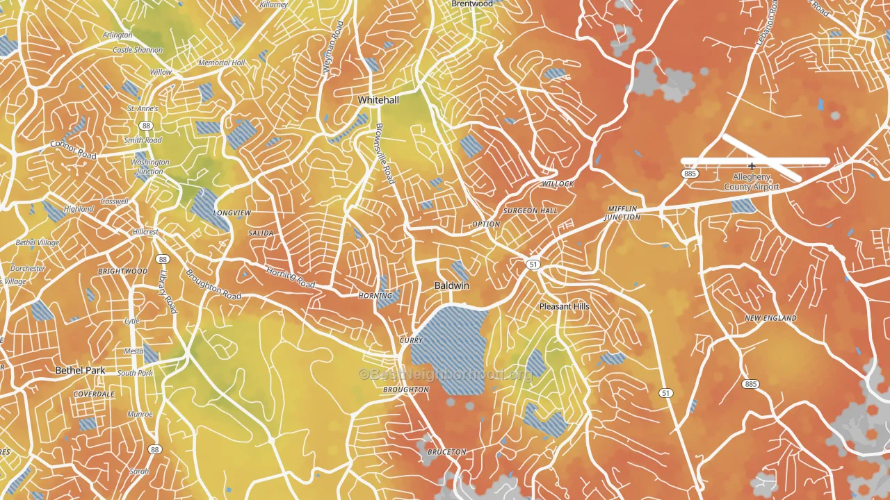 Bike Grade map of 15236, PA