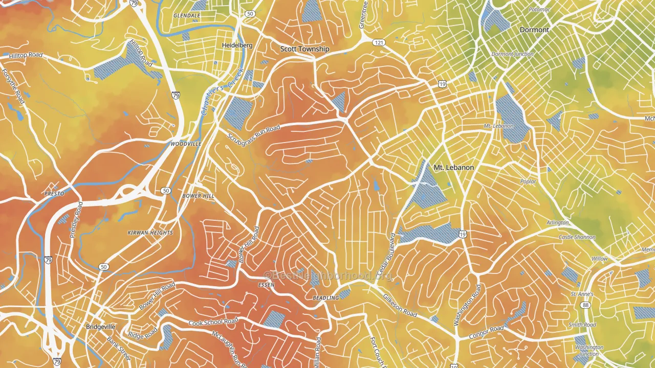 Bike Grade map of 15243, PA