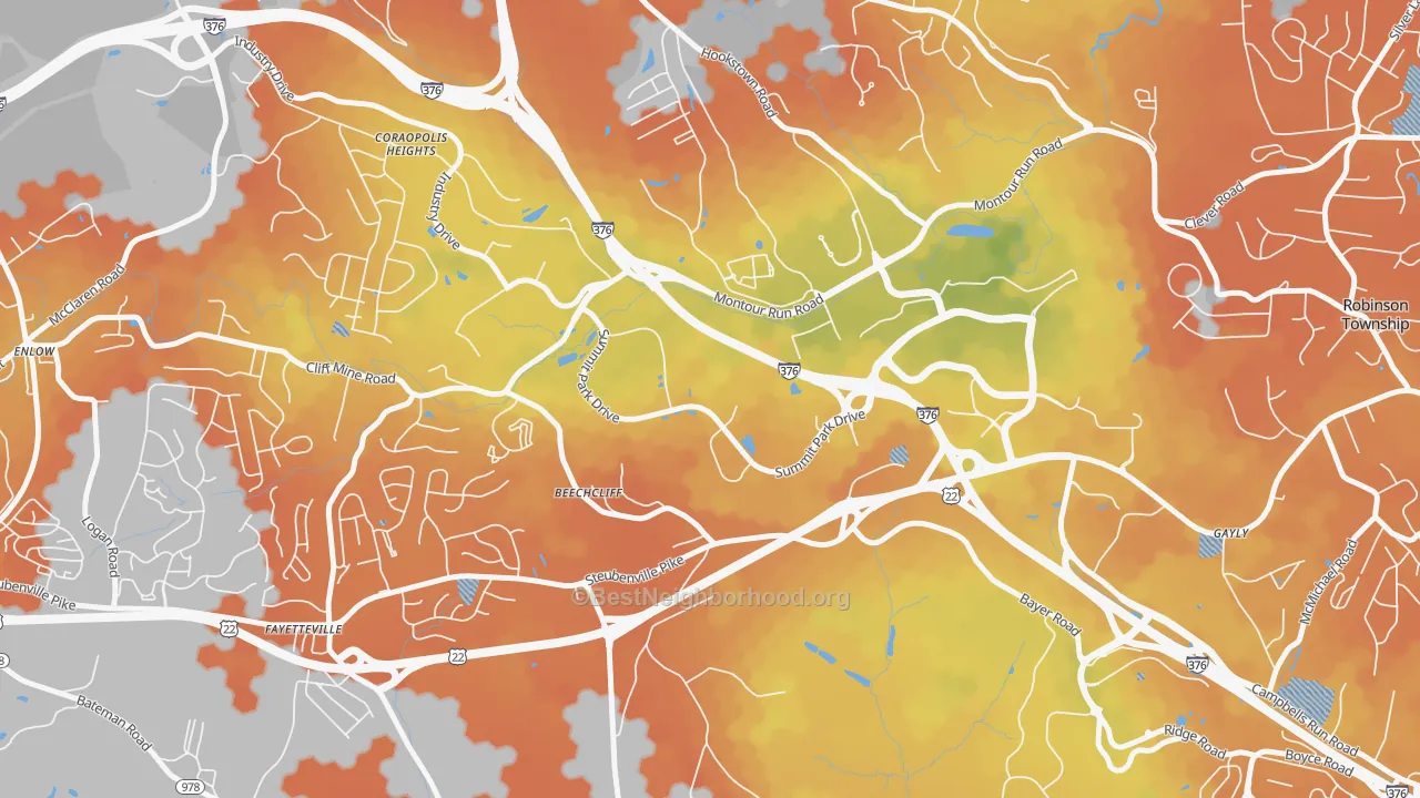 Bike Grade map of 15275, PA