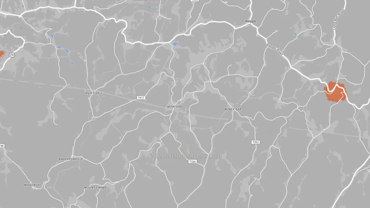 Bike Grade map of 15310, PA